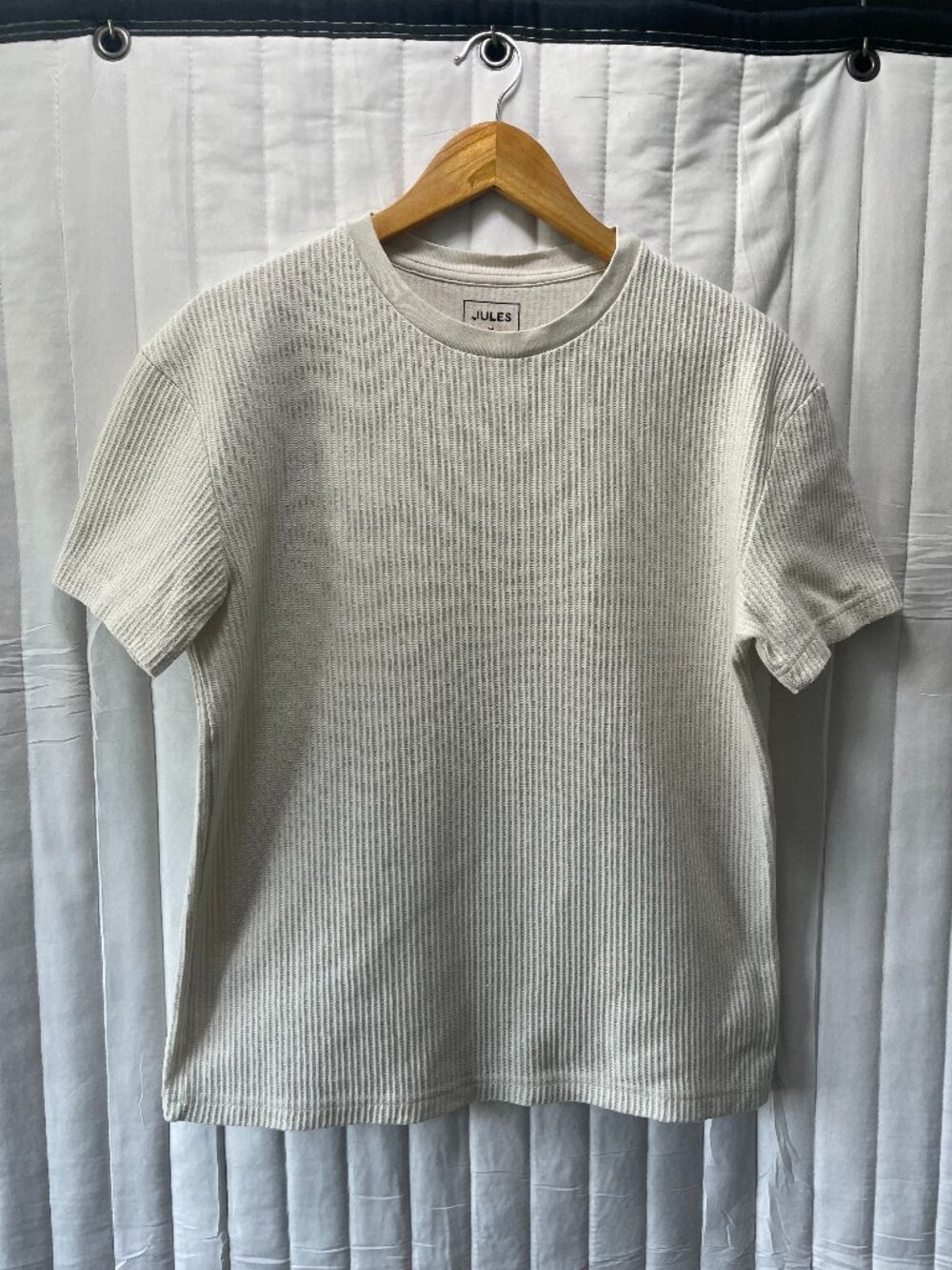 Jules Textured Gaufre Waffle Knit Tee Ivory - Medium